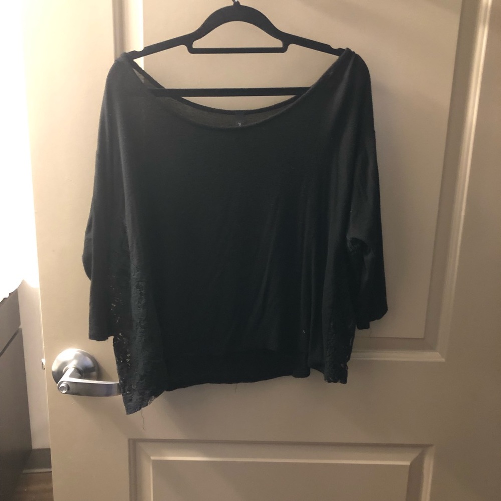 Black top. Lace cutouts